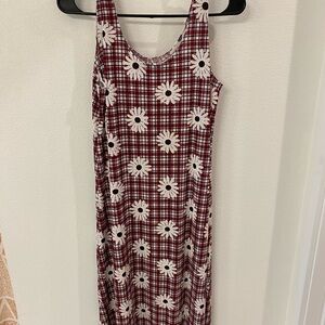 Floral Plaid Sleeveless Dress